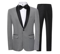 Genérico Traje de Esmoquin de Un Solo Botón de Caballero para Banquete de Negocios Traje de 3 Piezas Chaqueta Brillante para Hombre Ajustado Masculino Brillante Blazer para Boda