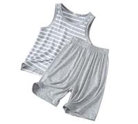 Genérico Traje De Flash sin Mangas a para niños, Pijamas Holgados sin Mangas de Dos Piezas para Verano, Ropa de Descanso con Acondicionado para niñas Finas Sacos Mujer Traje (Grey, 6-7 Years)