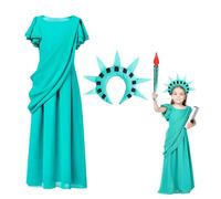 Genérico Traje de la Estatua de la Libertad para | Set Corona Y Vestido Estatua De La Libertad,Para De Halloween Eventos Escolares Cumpleaños Y Espectáculos