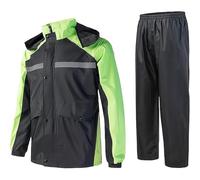 Genérico Traje de lluvia para hombre con chaqueta y pantalones reflectantes, impermeable con capucha para ciclismo y motocicleta al aire libre