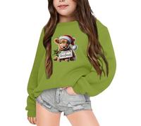 Genérico traje de Navidad Sudaderas con capucha para niña de manga larga tema Navidad alta tierra vaca forro polar unisex cómodo cálido ideal invierno suéter niño tendencia natural