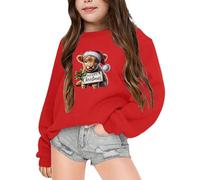 Genérico traje de Navidad Sudaderas con capucha para niña de manga larga tema Navidad alta tierra vaca forro polar unisex cómodo cálido ideal invierno suéter niño tendencia natural