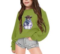 Genérico traje de Navidad Sudaderas con capucha para niña de manga larga tema Navidad alta tierra vaca impreso forro polar unisex cómodo cálido invierno suéter casual