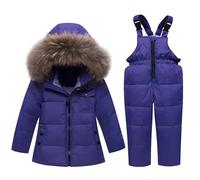 Genérico Traje de Nieve Infantil para niñas pequeñas con Chaqueta y pantalón Tipo Peto Conjunto térmico Impermeable de Invierno para Exteriores Abrigo Acolchado con Forro y Cremallera Resistente