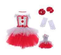 Genérico Traje De Para Niña | Conjunto De Vestido Siniestro De Chica Circo Halloween - Traje De Falda Princesa Disfraz Para Fiestas Infantiles Celebración Halloween Niños 3 A 11 Años