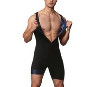 Generico Traje de triatlón para hombre mono de manga corta chaleco de levantamiento de pesas Body de lucha Mono corto para hombre Triatlón Vestidos con cremallera para correr Fitnenss Sauna moldeadora