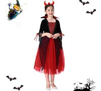Genérico Traje de Vampiro Niños - Disfraz De Reina Vampira Para Halloween,Atuendos Góticos Para Fiestas Teatro Obras Cosplay Reuniones Festivales