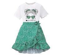 Genérico Traje de verano para niñas,bonito deportivo Camiseta niña con pantalones cortos Moda Ocio dos Piezas conjunto casual conjuntos ropa informal dulce y a la bebé
