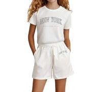 Genérico Traje de Verano para niñas,Traje casa Dos Piezas diseño Rayas onduladas Ropa Camiseta y Pantalones Cortos Conjuntos 1 Top Pantalón Niños 1-6 Años
