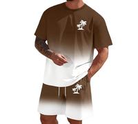 Genérico Traje Deportivo de Verano Estampado 3D Chándal Hombre Hawaii 2 Piezas Conjunto de Ropa Camisetas Manga Corta con Cuello Redondo Shorts Conjunto Verano para Hombres