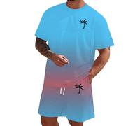 Genérico Traje Deportivo de Verano Estampado 3D Chándal Hombre Hawaii 2 Piezas Conjunto de Ropa Camisetas Manga Corta con Cuello Redondo Shorts Conjunto Verano para Hombres