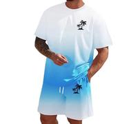 Genérico Traje Deportivo de Verano Estampado 3D Chándal Hombre Hawaii 2 Piezas Conjunto de Ropa Camisetas Manga Corta con Cuello Redondo Shorts Conjunto Verano para Hombres
