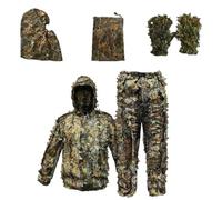 Genérico Traje Ghillie 3D Hojas Arce 6 Piezas Camuflaje Caza Ropa Conjunto | Mezcla Algodón Malla;Chaqueta,Pantalón,Máscara,Guantes,Bolsa;Cintura;Para Fauna,Airsoft,Acampada,Ocio,Camp