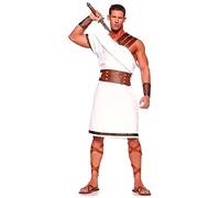 Genérico Traje griego blanco de pareja romana medieval con cinturón para bailes de máscaras masculina Disfraz de cosplay, guerrero romano, mitología griega, príncipe árabe blanco fiesta de Halloween