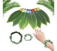 Genérico Traje Hawaiano,Diadema y Pulseras Hawaianas - Diadema y Brazalete de Hojas Realistas Tropicales Transpirables para Verano Playa Fiesta