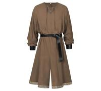 Genérico Traje Hombre Medieval Caballero Verde Conjunto Completo Túnica Y Cinturón Y Muñequera Camisa Señor Caballeresco Traje Renacimiento Camisa Teatro Navidad Trajes de Carnaval