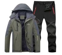 Genérico Traje Térmico para Hombres Conjunto de Invierno con Capucha Chándal de Pesca Traje de Esquí Impermeable Chaqueta y Pantalones A Prueba de Viento Abrigo de Nieve CáLida