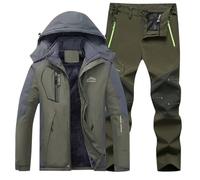 Genérico Traje Térmico para Hombres Conjunto de Invierno con Capucha Chándal de Pesca Traje de Esquí Impermeable Chaqueta y Pantalones A Prueba de Viento Abrigo de Nieve CáLida