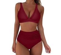 Genérico Trajes De Baño De Mujer con Control Abdomen Traje Baño Las Mujeres Bikini Mujer Push Up Braguitas Bikini Estilo Boho para La Playa Cuello En V Conjunto Triangular con Tanga para
