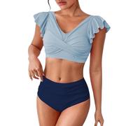 Genérico Trajes de Baño Mujer 2 Piezas Tankinis Mujer 2026 Women's Two Piece Swimsuit with Breast Without Support Bañador Sin Tirantes Bikinis Deportivos (Blue,L)