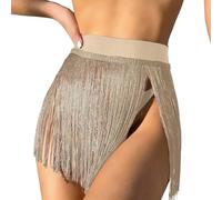 Genérico Trajes De BañO Mujer Bikini Alto Vientre Plano New Swimsuit Solid Color Fringe Beach Skirt Bikini Swimsuit Skirt For Women BrasileñO Mujer Trajes De Bañ (Khaki, M)