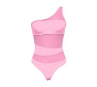 Genérico Trajes de Baño Mujer Push Up Bañador con Relleno Mono de Malla Un Solo Hombro con Múltiples Colores Sólidos Y Bloques Color para Trajes Baño Mujer Bañador (Pink,XXL)