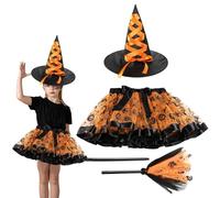 Genérico Trajes de bruja de Halloween, traje de bruja | disfrazarse con sombrero y escoba - Falda de tutú de, accesorios de juego de rol para carnaval, mascarada