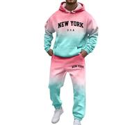 Genérico Trajes de hombre uso diario conjunto sudadera capucha corte holgado cómodo perfecto todas estaciones atuendo elegante versátil cada ocasión (L)