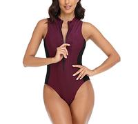 Genérico Trajes De Mujer BañAdores+Mujer+Tallas+Grandes Traje de baño de Color sólido Retro para Mujer Traje de baño de Surf con Cremallera sin Mangas Ropa BañO Mujer BañAdores 2020 Mujer (Red, XL)