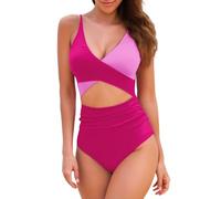 Generico Trajes de mujer playa dos piezas bikini conjunto brasileño traje de baño 2 piezas ajustable halterneck triángulo top cintura baja bikini bottom pantalones cortos baño mujer estampado tropical