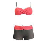 Generico Trajes de piscina mujer sexy verano cuello en V Bikini de dos piezas brasileño Push Up Curvy Playa Swimwear Elástico Coordinados Hot Disfraces de playa Surf Clásico Vacaciones Traje Piscina
