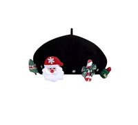 Genérico Trampador Canadiense Women's Fashion Cute Christmas Beret Cap With Decoration Shiny Wool Artist Hats Ladrón Niño (BK2, M)