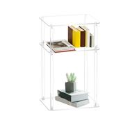 Genérico Transparent Acrylic Side Table Small Space | Little End Table with Storage Shelves For Bedroom, Living Room, Dorm, Apartment Or Business, Modern Space-Saving Design Ideal For Compact Rooms