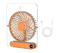 Genérico Transparent Air Fan - Desk Cooling Travel Camping Outdoor for Quiet USB Power Device | ABS Transparent with Shroud Brushless, Portable Fold for Motor LED Indicator Recharge Cell Low Noise
