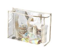 Genérico Transparent Bag - High Capacity Clear Tote Bag with Long Shoulder Strap | Waterproof PVC Beach Bags and Shopping for Work, Travel,Laundry | Large 18.5-Inch Carry Fabric Trimming Swimming &