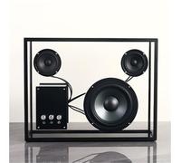 Genérico Transparent Cassette Speaker, Portable Minimalist Speakers, Fully Enclosed Transparent Acoustic Chamber Design, Support Bluetooth Playback/USB/AUX Playback, For Gifting Office(Large Black)