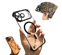 Genérico Transparent Frameless Ultra Thin Magnetic Case for iPhone,with Camera Lens Bumper,Plating and Shockproof (Black,For iPhone15Plus)