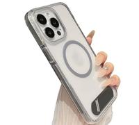 Genérico Transparent Phone Case with Adjustable Kickstand for iPhone, Military-Grade Shockproof Bumper, Slim Transparent Acrylic Back Cover, Crystal Clear Design (For iPhone16,Gray)