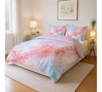 Genérico Transpirable Estampado Rosa Azul Parure de Lit Abstracto Suave Tie-Dye Lavable a Máquina Microfibra para Niños y Adultos Duvet Cover 135 x 200 cm