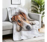 Genérico Transpirable Realismo Manta Franela Tranquilo Lindo Cachorro Reversible Blanket para Toda Estación 130 x 150cm,Blanco Amarillo