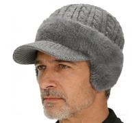 Genérico Trapper Blocking Knitted Hats, Trapper Knitted Beanie, Soft Breathable Fabric with Brim & Ear Flaps (Gray)