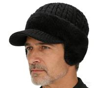 Genérico Trapper Blocking Knitted Hats, Trapper Knitted Beanie, Soft Breathable Fabric with Brim & Ear Flaps (Black)