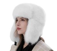 Genérico Trapper Mütze mit Ohrenklappen - Wärmende Kopfbedeckung | Ushanka Pelzmütze für Frauen - Outdoor Reisen Morgenspaziergang Pendeln Urlaub Kälteschutz Bequeme Passform, blanco