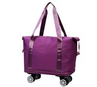 Genérico Travel Bag with Wheels | Oxford Cloth, 35x45x2cm (Folded), 1200g | Large Capacity Spinner Luggage For Students & Business | Waterproof Wet-Dry Separation Expandable Duffel