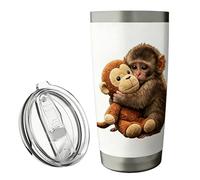 Genérico Travel Coffee Mugs - Monkey Pattern Cup, 1 Unit Vacuum Insulated Holder for Office Sipping, Double-walled Container with Splash-proof Cap for Gym Training, Polar Vessel for Autos, Picnics
