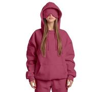 Genérico Travel Hoodie with Eye Mask Built In, Travel Hoodie with Eye Cover Hidden Pockets, Comfort Sizes from S~6XL (Wine Red,5XL)