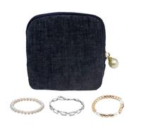 Genérico Travel Jewelry Case - 14cm Portable Organizer | Silk & Satin Multi Compartment Pouch Bag For Women Girls Ring Earring Necklace Bracelet Watch Soft Zipper Luxury Cosmetic Purse Holder