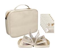 Genérico Travel Jewelry Organizer Case, Large Jewelry Binder Book, Zippered Bag, 20x25x8cm Ring Holder with Travel Build, Wedding Bridesmaid for Vacation Business Trip Weekend Trip