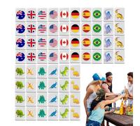 Genérico Travel Mahjong - Portable Tile Game Set Flag Pattern | Compact Storage Case Classic Strategy Board Game for Family Party, Entertainment, Picnic, Beach Seaside, Outdoor Fun Set