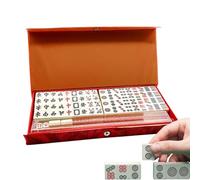 Genérico Travel Mahjong Set - 144 Pieces Resin Tiles | Portable Mahjong Game with 2 Dices and 4 Racks, Fun Game Set For Adults Beginners Family Gathering Party Holiday Travel